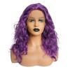 VOCOSTE Heat-Resistant Lace Front Wig, Medium Long, Fluffy Curly Wavy Wig for Girls, Everyday Use, 35.5 cm, Purple