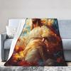 Fresh Hand Drawn Seashell Coral Starfish Ocean Element Flannel Blanket Soft Warm Throw for Couch Travel Beach Holiday Home Decor