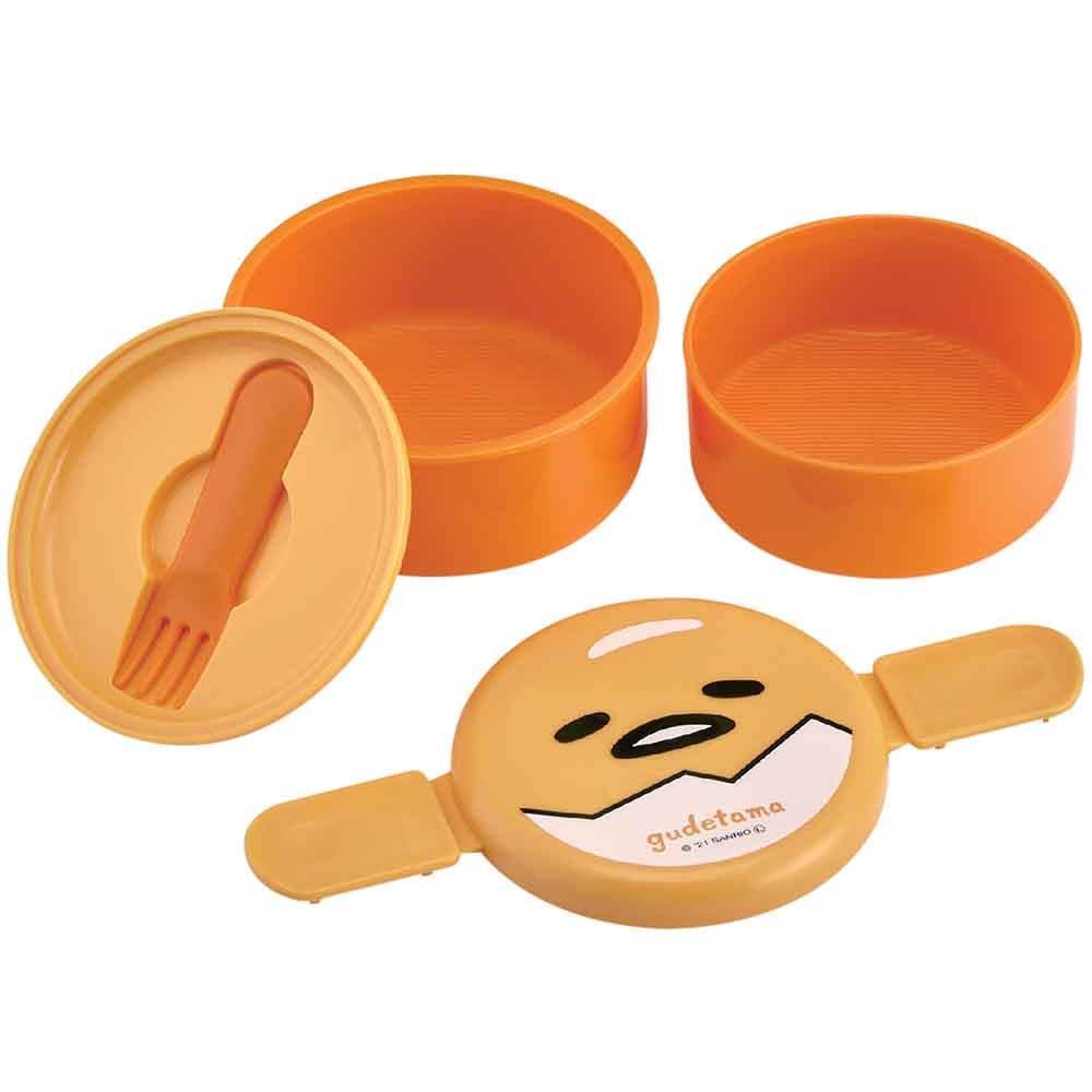 Skater Round Lunch with Made in Gudetama Sanrio Box, 500ml, Fork, Two-Tier, Japan, Face, Design, ONWR1-A