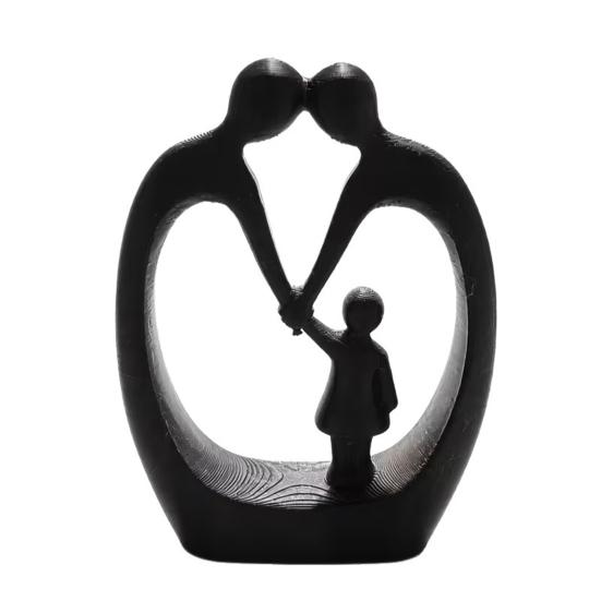 3D Printed Family of Three Figurine Heart-Shaped Parent & Child