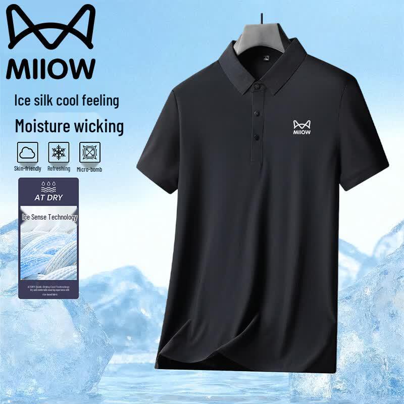 MiiOW Men s Ice Silk Short Sleeve Polo Shirt 4XL