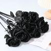 5/10PCS 50CM Wine Red Black Rose Artificial Silk Flowers Halloween Party Dark Photo Decoration Prop Goth Rose Wedding Home Decor