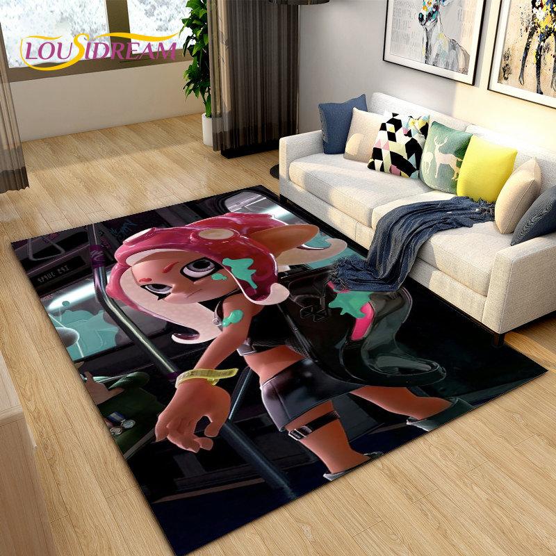 PC Splatoon, Game Gamer Cartoon Bereich Teppich, Teppich Teppich für Wohnzimmer Schlafzimmer Sofa Fußmatte Dekoration, Kinder spielen rutschfeste Bodenmatte