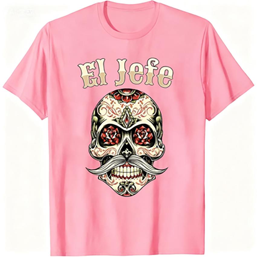 El Jefe Sugar Skull Womens T Shirt Los Muertos Boss Mexican Culture Skeleton Calaveras Day of The Dead Halloween Gifts