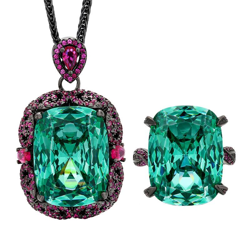 Jewelry Copper Bottom Gold-Plated Simulation Bird'S Nest Chepala Green Retro Suit Women'S Stone 15 * 20