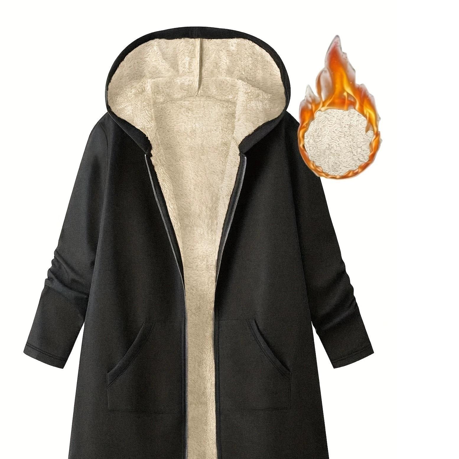 

Женское худи на флисовой подкладке, однотонное, с длинным рукавом, на молнии, удобной посадки, толстовка для осени и зимы M чёрный