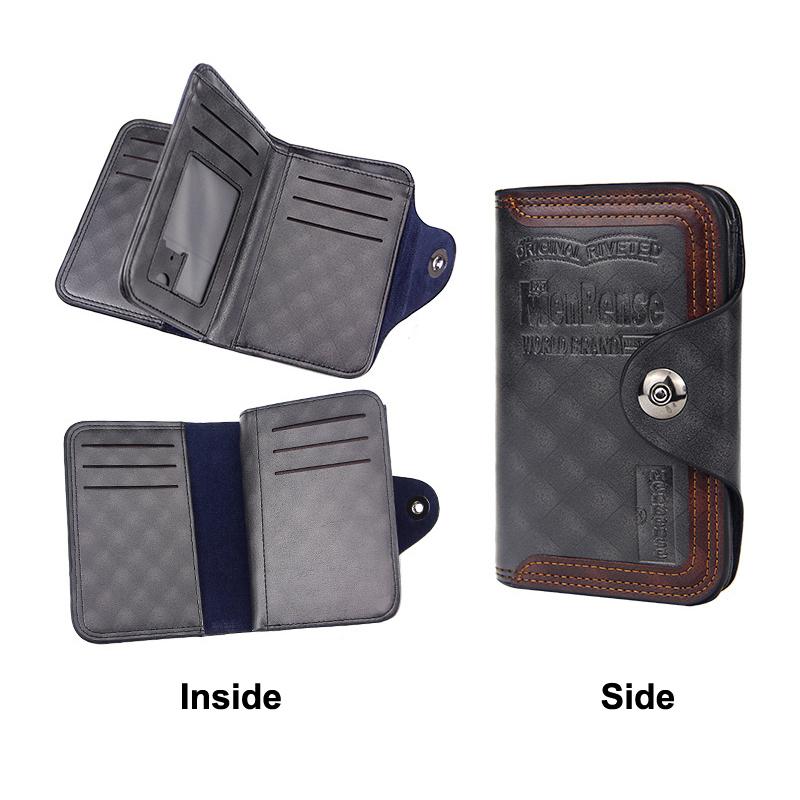 Vintage Men Wallet Card Holder Large Capacity Pu Leather Short Male Purse Id Credit Card Bag Men'S Tri-Fold Wallet Birthday Gift