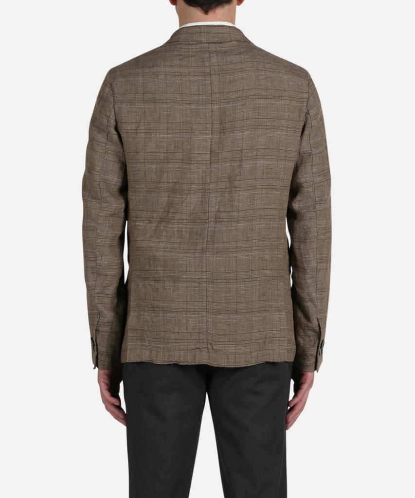 Panicale Brown Linen Classic Check Jacket