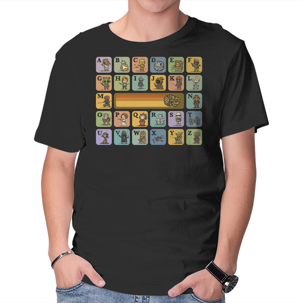 Unisex Crew Neck T-Shirt Alphabet Wars Graphic Short Sleeve Casual Tee L