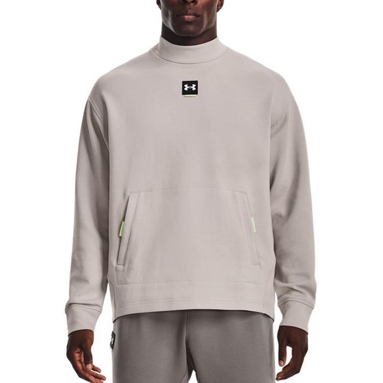 Under Armour Solid Color Logo Print Stand Collar Long Sleeve Sweatshirt Men Tops Gray 1373799-592