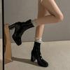 2024 Designer Winter Shoes Super High Heels Ankle Women Square Toe Chelsea Boots Fashion New Trend Walking Goth Zapatos Femme