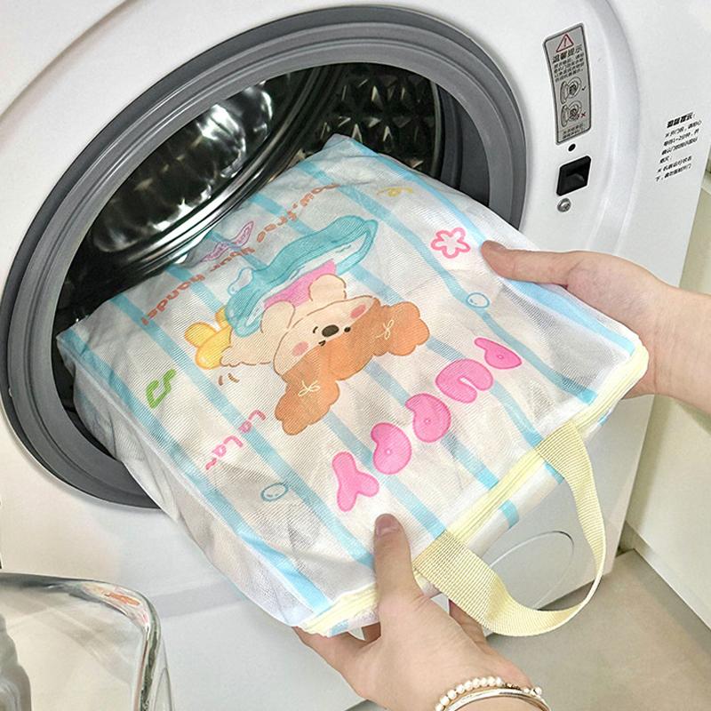 1PC Cute Bear Laundry Bag Clothing Packing Bag Cartoon Portable Washing Bag Home Sundries Toy Storage Bag Storage Box