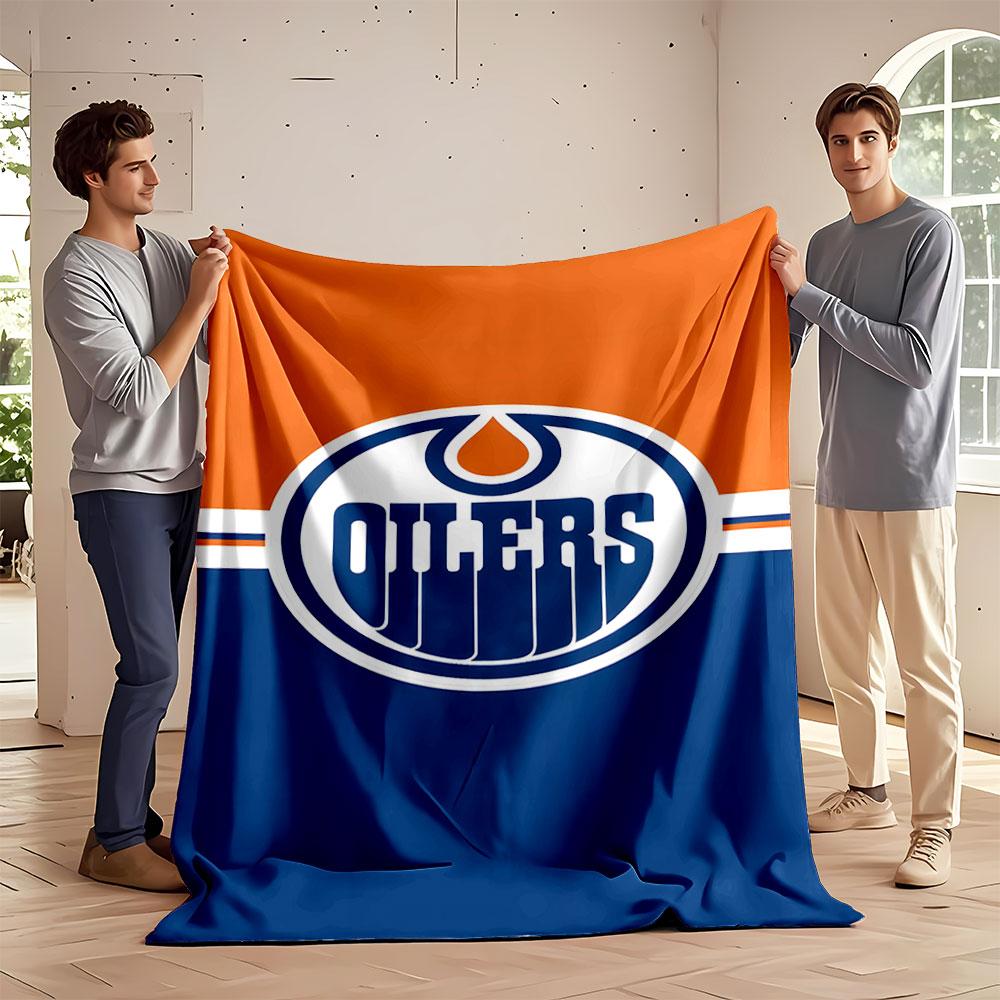 Edmonton Oilers Team Logo Blanket Print Blanket Soft and Cozy Perfect for the Living Room Bed Sofa or a Nap,gift