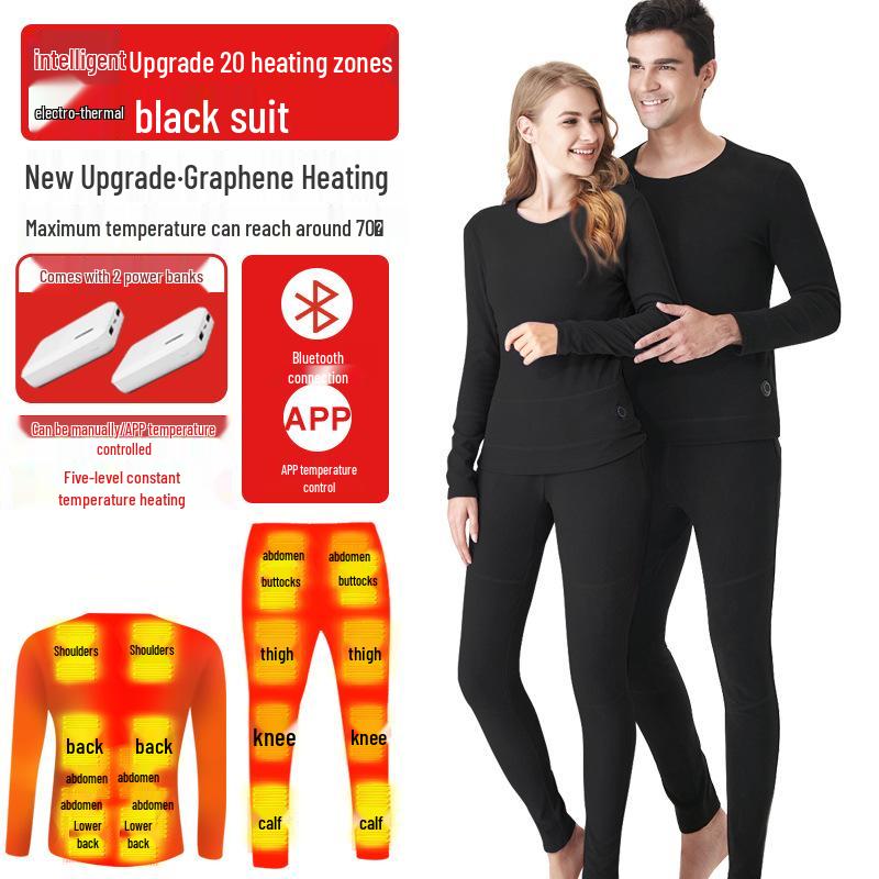 Winter Graphen USB Beheiztes Unterwäsche-Set für Herren & Damen: Intelligente elektrische Wärmekleidung