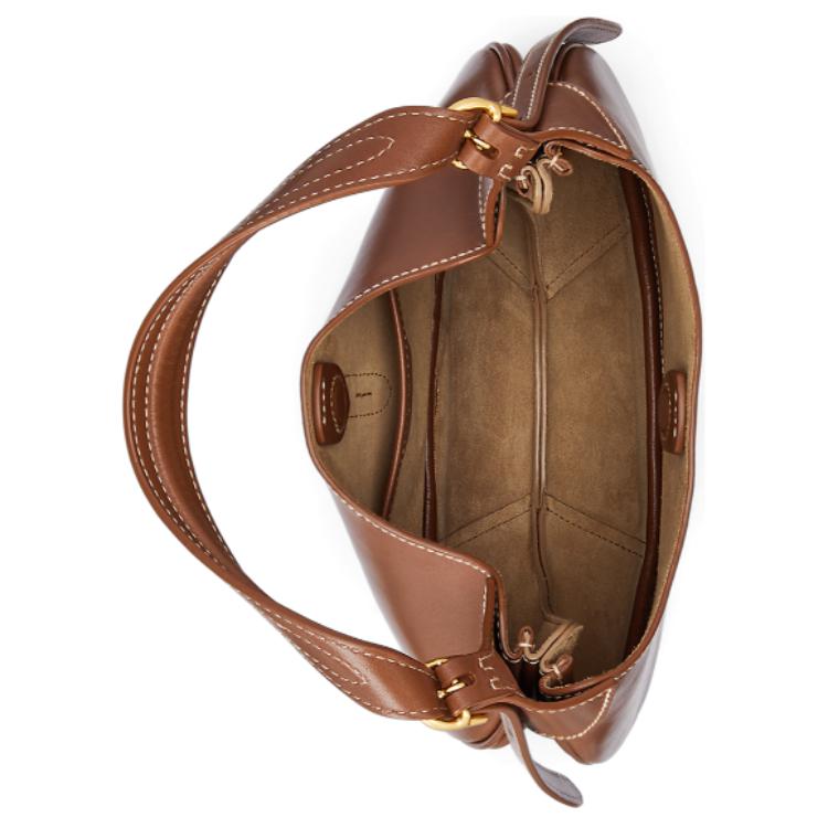 Polo Ralph Lauren Polo ID Gold Hardware Leather Dumpling Shoulder Bag Small Women Shoulder Bag Brown WAPOBAG02V20147200