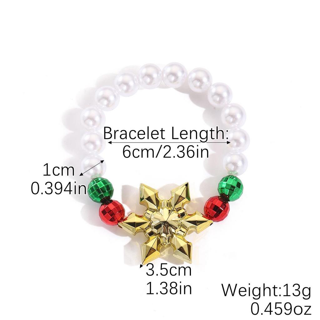 European and American Snowflake Crystal Beaded Christmas Bracelet Set for Women