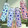 1PC Blue Purple Dot Pattern Print 750ml Color Plastic Sports Water Bottle Leakproof Flip Straw Lid Suitable for Sports Office Home Use