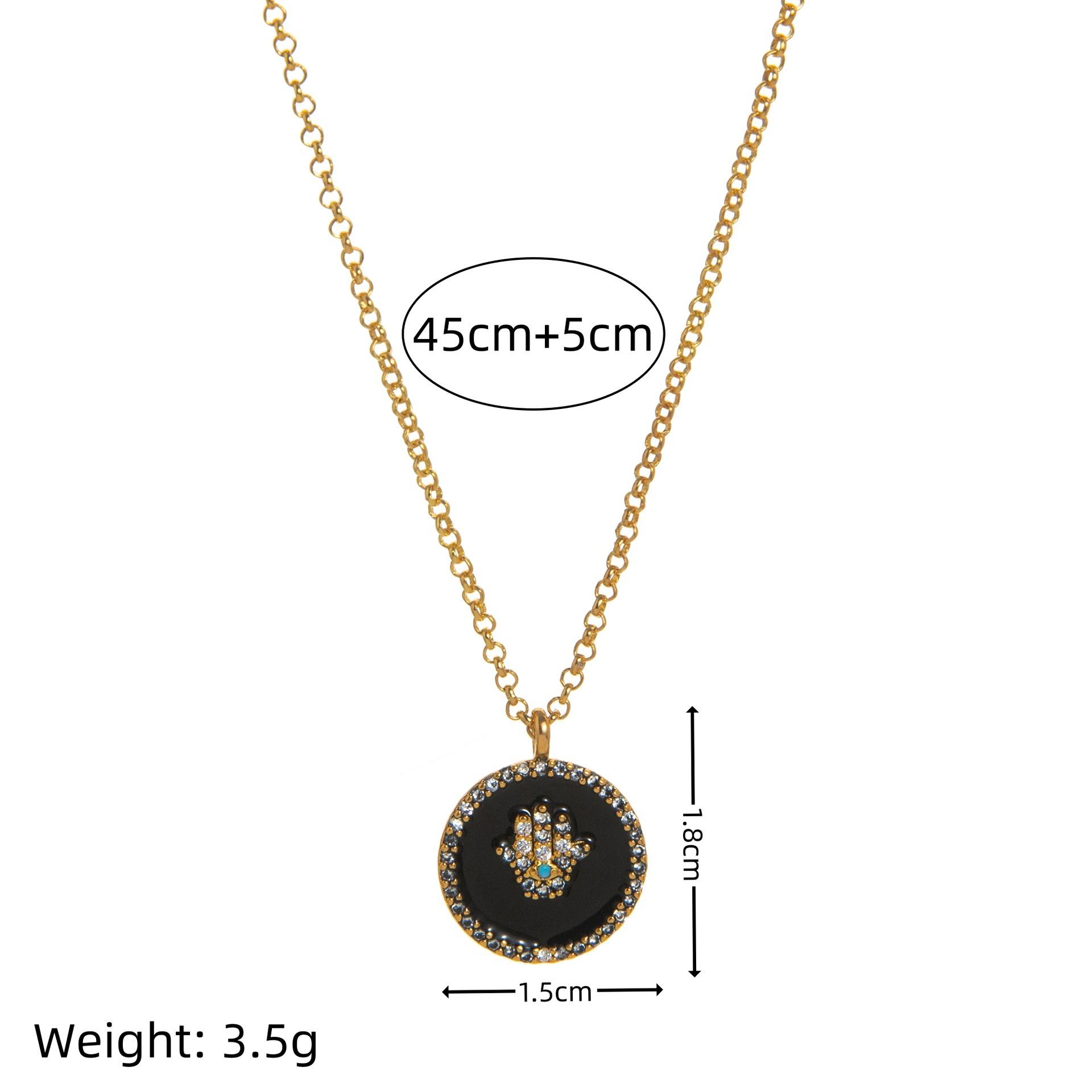 

Round Coin Drip Oil Necklace Devil S Eye Fashion Clavicle Chain Versatile Vintage Necklace