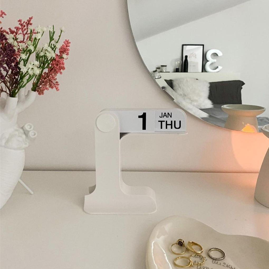 ABS Living Room Calendar Small Ornament Impact Resistant . Creative Desktop Ornament Desk Calendar Milk white