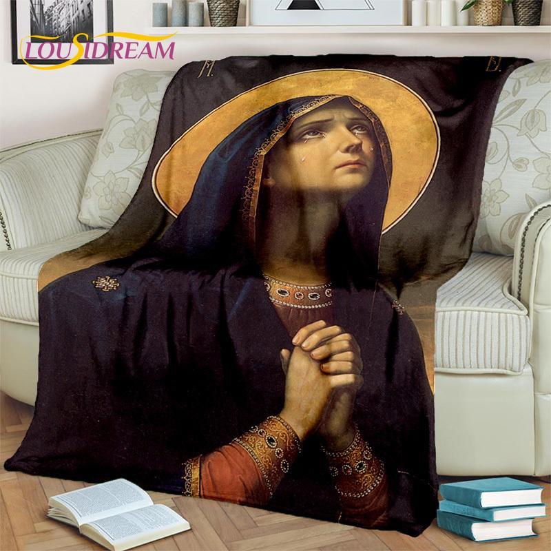Jesus Blessed Virgin Mary Pray Blanket,Soft Throw Blanket for Home Bedroom Bed Sofa Picnic Travel Office Rest Cover Blanket Kids
