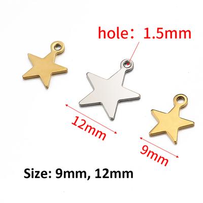 20-50pcs/lot Gold Color Stainless Steel Star Charms Pendant for Earrings Necklace Bracelet DIY Jewelry Making Components