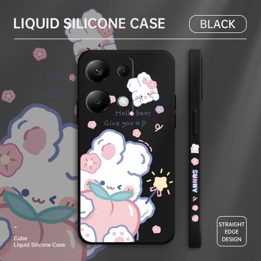 

Чехол для телефона с мультяшным красочным узором, квадратный, жидкий, силикон, TPU, полное покрытие камеры, противоударный защитный чехол для Xiaomi Redmi iPhone iPhone 14 Pro Max чёрный