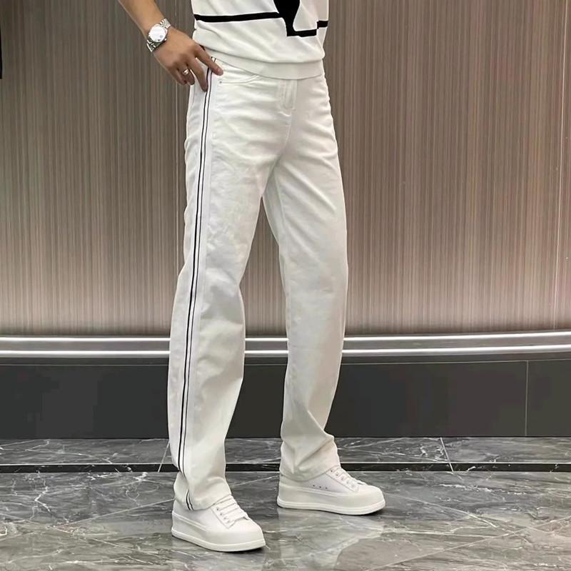 

Мужские модные свободные джинсы с боковой полосой - Выстиранные широкие прямые брюки для подростков 28 (90-105 jin)