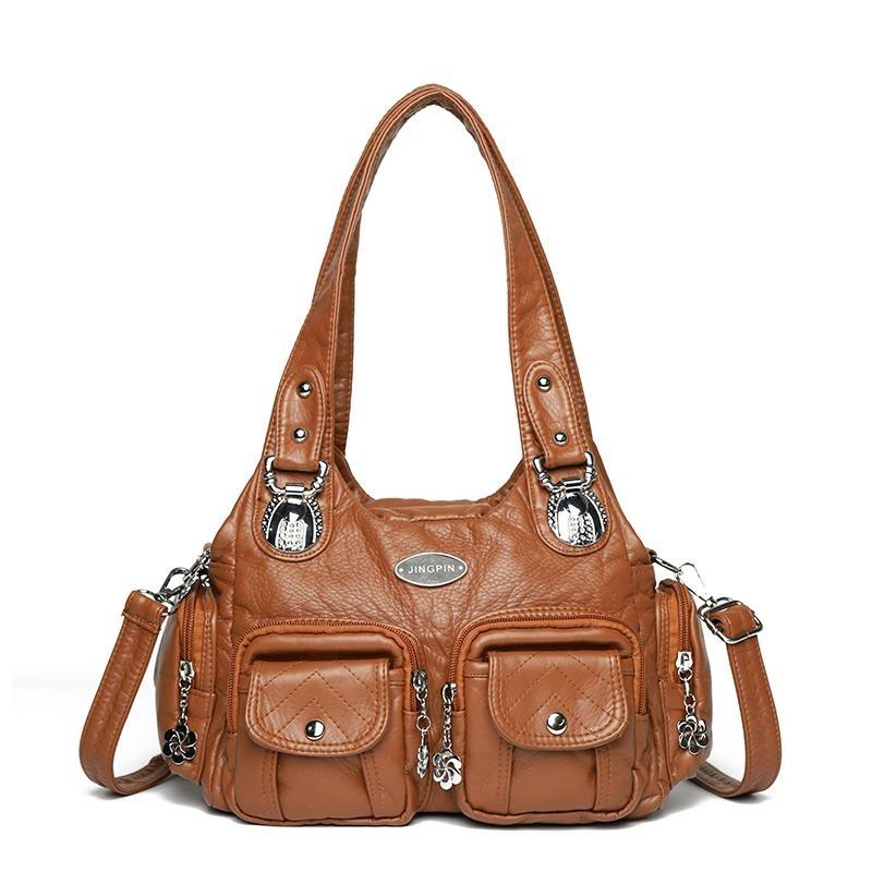 2025 Summer Fashion Blue Shoulder Bags For Women Small Shopper Bag Solid Color Soft Leather Crossbody Handbag Lady Travel Tote Bag