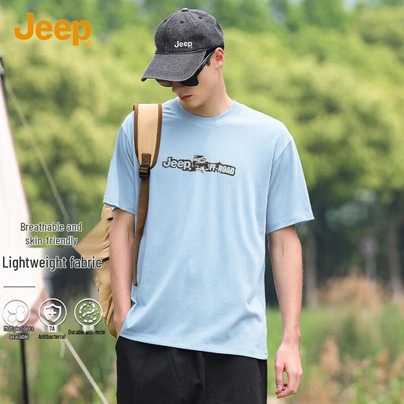 JEEP Men s Summer Breathable Cotton Blend Short Sleeve T-Shirt M