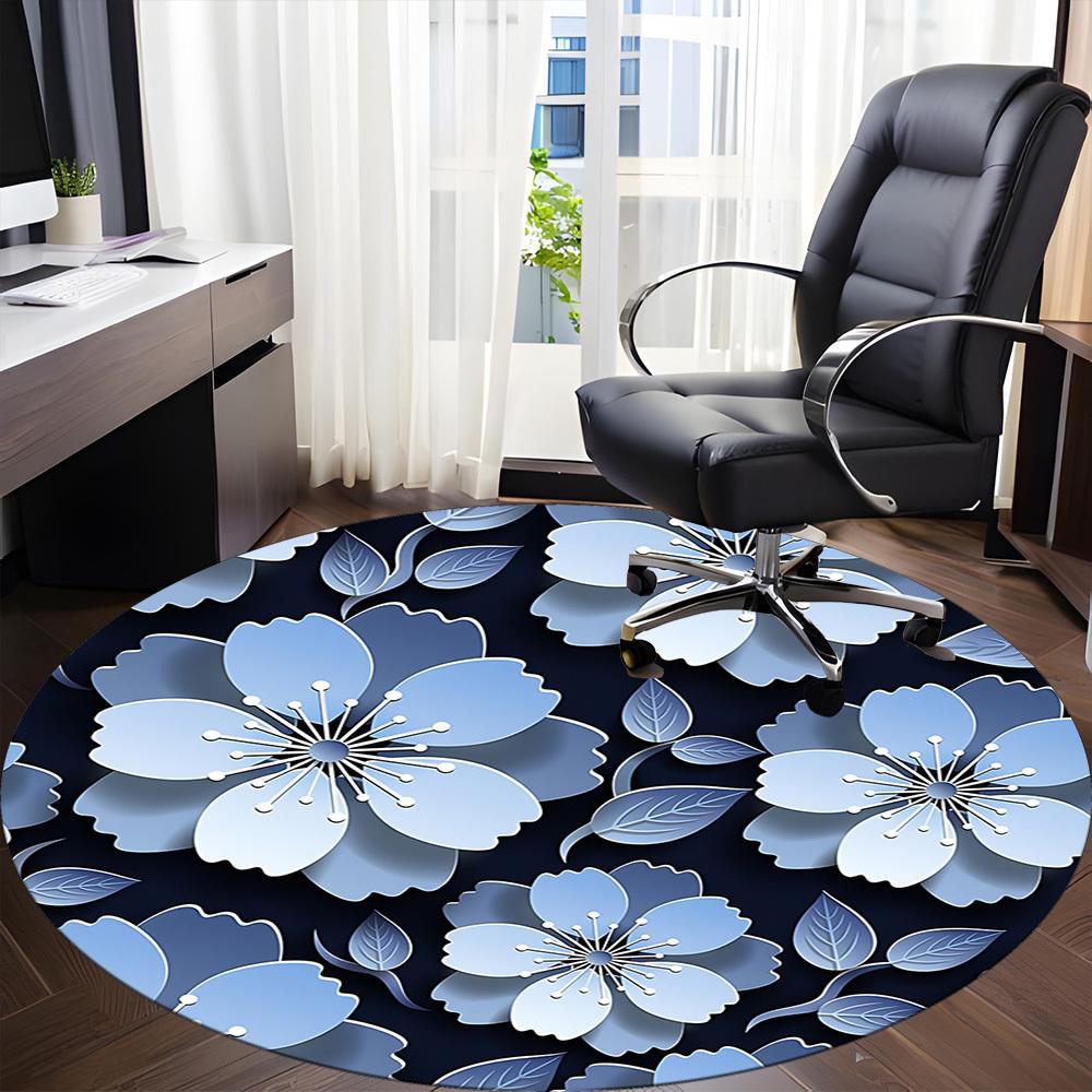 1pc Floral Pattern Office Round Rug, Non-slip, Soft and Durable Office Rug for Interior Decoration, Perfect for Office, Beautiful Decoration yy2603120