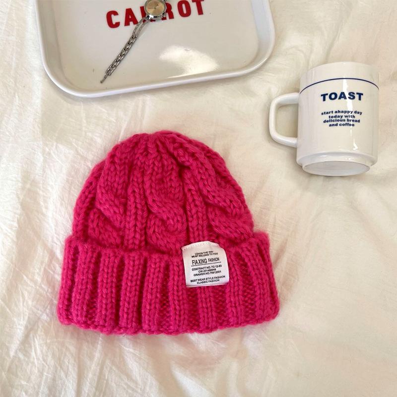 Candy-colored Twist Knitted Hat Cone Top Age-reducing Cute Girl Wool Hat Autumn and Winter Student Warm Ear Hat
