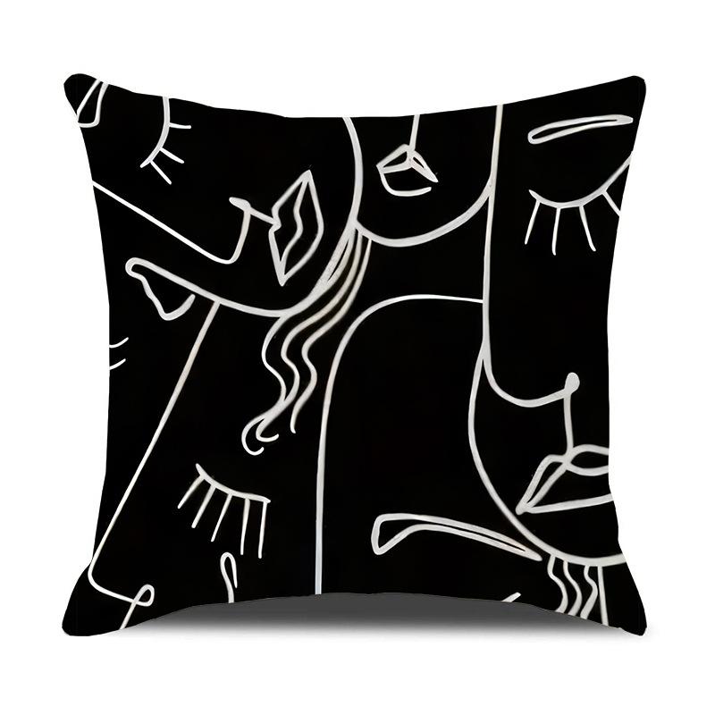 

Home Black and White Rose Print Linen Pillow Cover Halloween Sofa Living Room Decoration Cushion Cushion 45 * 45Cm-linen (excluding pillow core)
