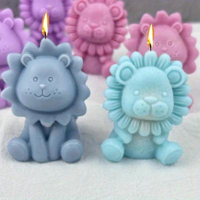 1pc Cute Lion Silicone Candle Mold Handmade Soap Aromatherapy Plaster Resin Making Kit DIY.