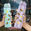 1PC Honey Bee Honeycomb Pattern 750ml Color Plastic Sports Water Bottle Leakproof Flip Straw Lid Suitable for Sports Office Home Use