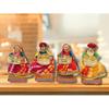 Recycled Martial Rajasthani Standing Dolls Tealight Candle Holder, Multicolor (2 Pair)(4 Candle Holders)