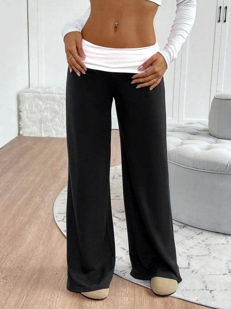 Entspannt geschnittene Schlaghosen mit eingesetztem Polyester für legere Damen-Sommerkleidung