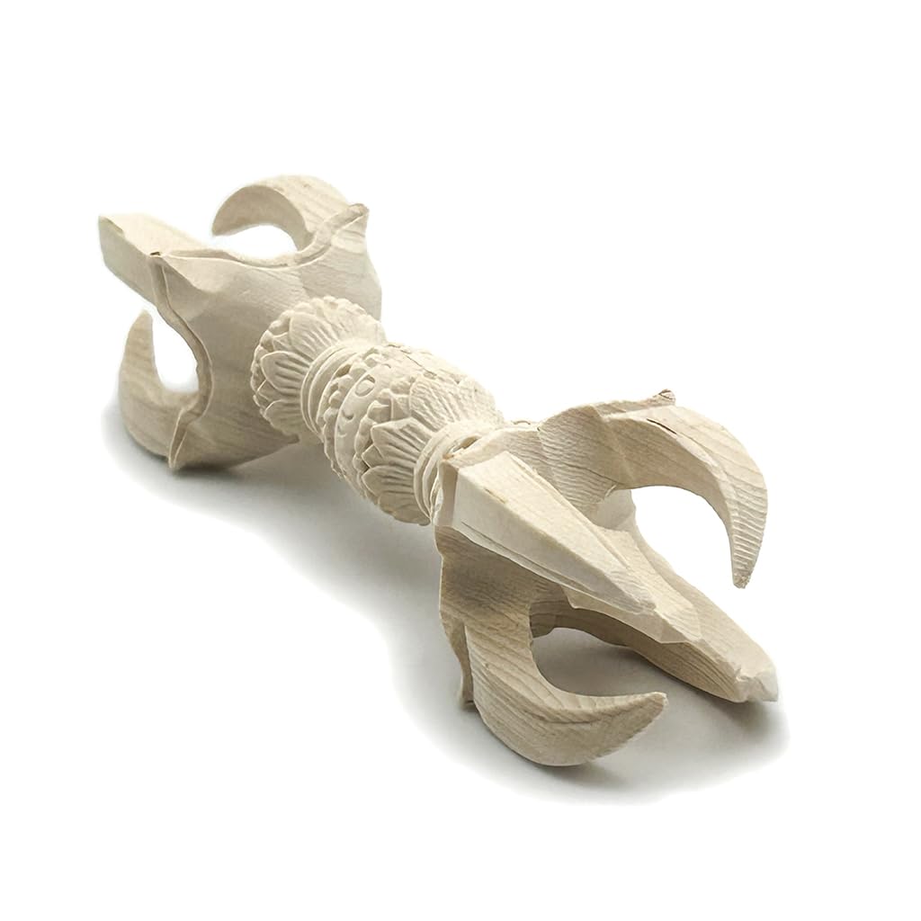 HU Trading Wooden Buddhist Altar Five-pronged Vajra 12cm, Buddhist Ritual Implement, Vajra, Esoteric Buddhist Ritual Implement, b2789