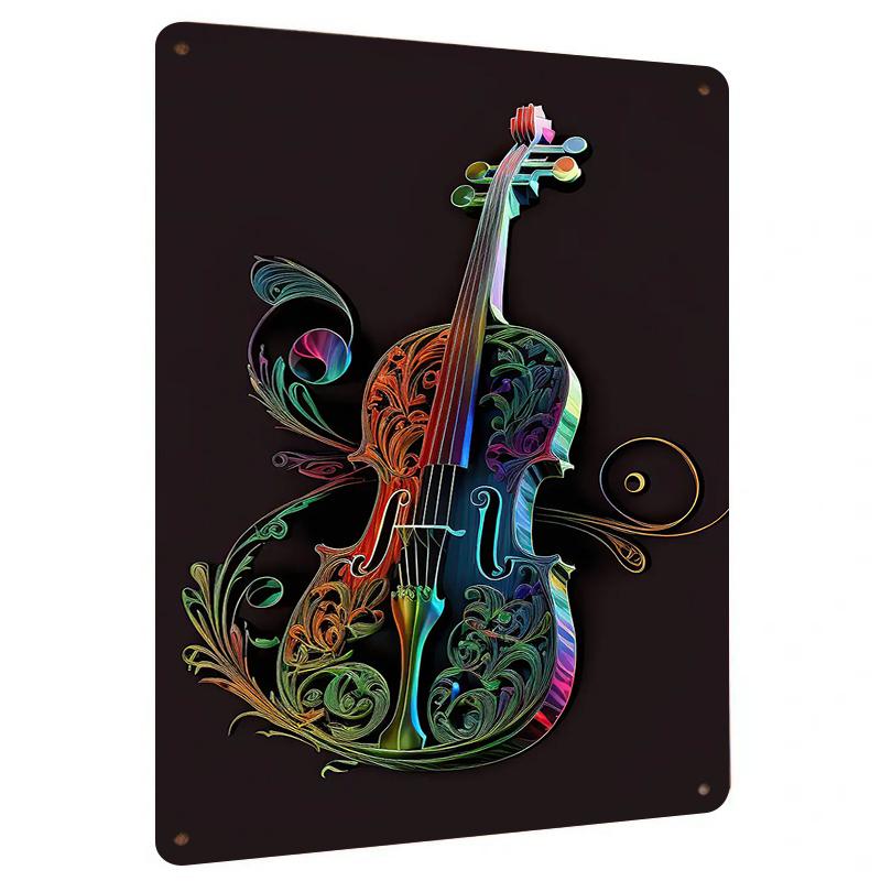 

Colorful Violin Art Metal Wall Decor Modern Home Decoration Living Room Bedroom Iron Painting 20x30cm（7.8x11.8inch）