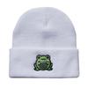 Simple Fashion Knitted Hat Casual Knitted Cute Cartoon for Frog Embroidery Hats Foldable Personality for Men and Women  White