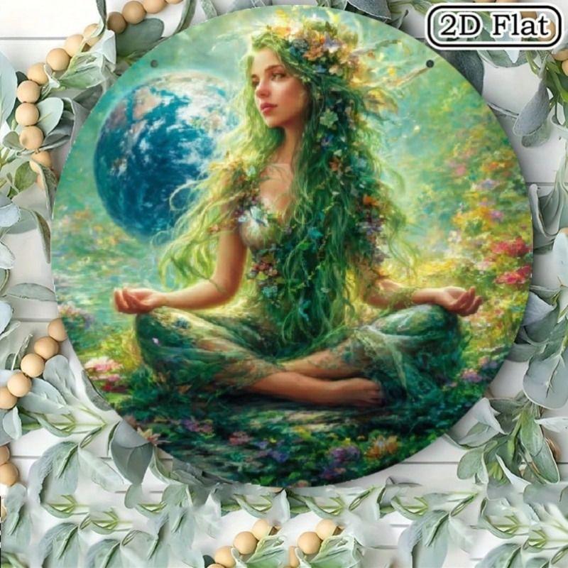 

Metal Wall Art Poster Goddess Gaia Aluminum Print 20x20 cm Detailed Image for Living Room