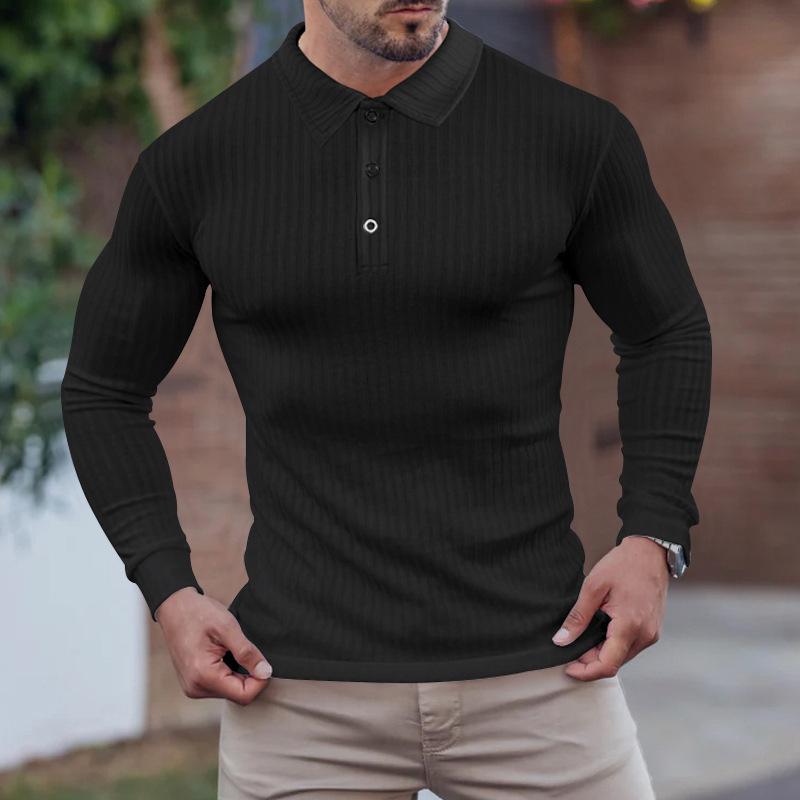 Autumn Men's Long-sleeved T-shirt Anti-stripe Loose Lapel Long-sleeved Polo Shirt Men's Tops