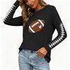 Women's Long Sleeve Neck Top with Rugby Print and Side Slit Hem