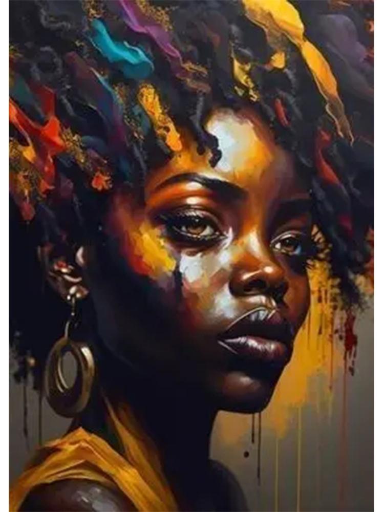 Abstract African Black Female Portrait 5DDIY Diamond Painting Art Cross Embroidery African Girl Painting Living Room Decoration