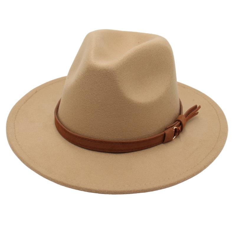 Top Hat Belt Buckle Model Jazz Hat Men'S And Women'S Concave Felt Hat Woolen Hat Fedora Hat