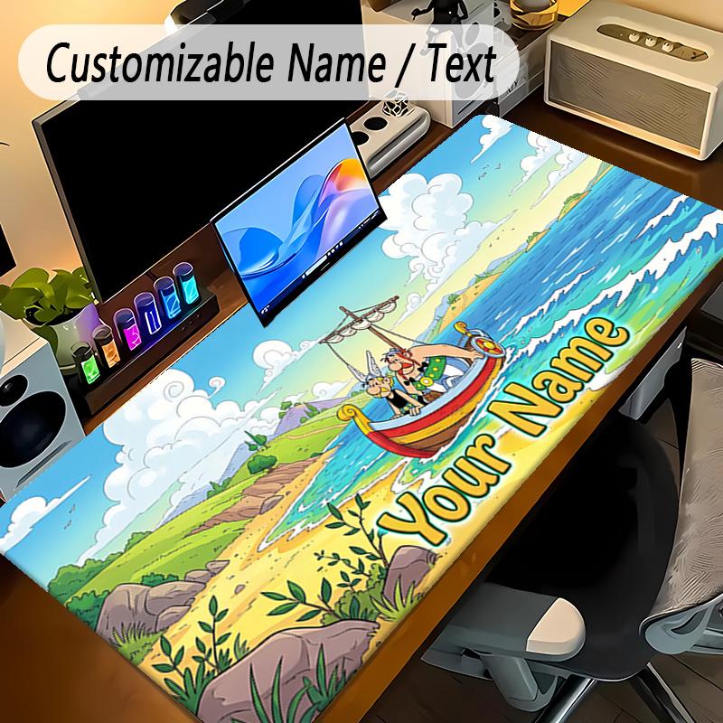 Large Mouse PadAsterix & Obelix Custom Name Text Personalized Desk Mat Non Slip Gaming Pad