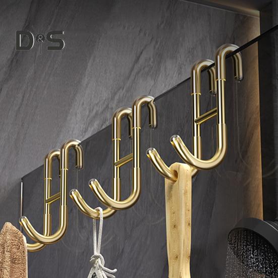 Towel Hanger Glass Door Shower Hook Strong Load-bearing Simple Installation S-Shaped Bathroom Bathrobe Hanger Hook