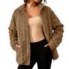 Winter Fleece Jacket for Women Stand Collar Zip Up Sherpa Coat Fuzzy Long Sleeve Fall Casual Outerwear with Pockets