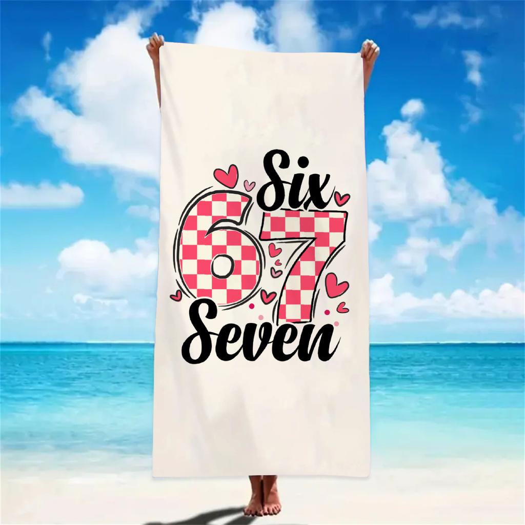 The '67' Beach Towel Fashion Numbers For Kids And Teens Quick Drying Towels All Size Funny Gifts For Valentine's Day