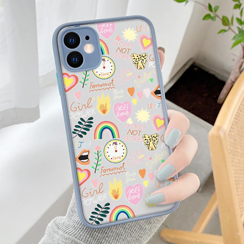 Silicone cartoon cute applicable Apple 14pro max painted 12pro mobile phone case TPU frame 12 protective case