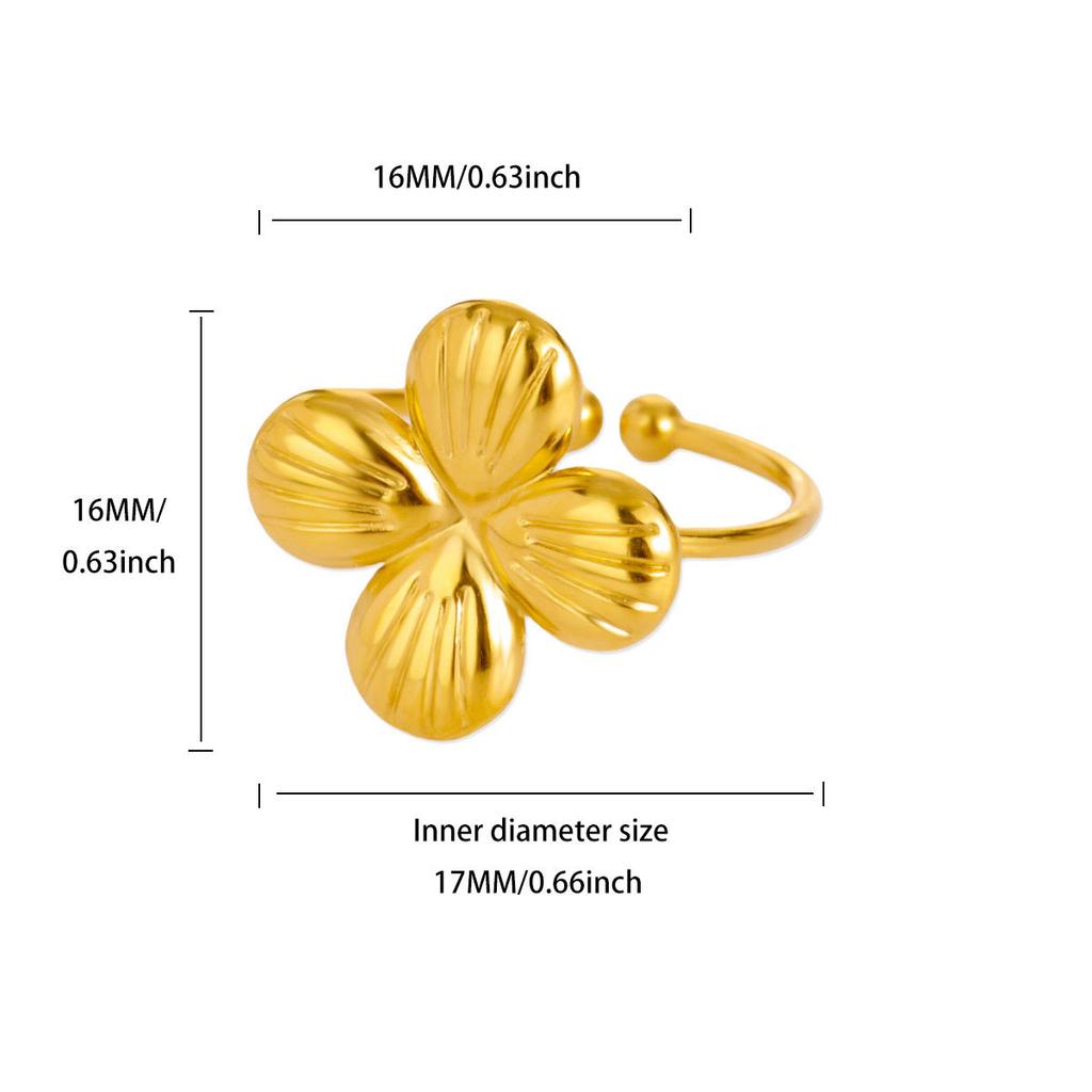 Stainless Steel Gold-plated Geometric Star Flower Ring High-end Sense Niche Ring Titanium Steel Hand Jewelry Women